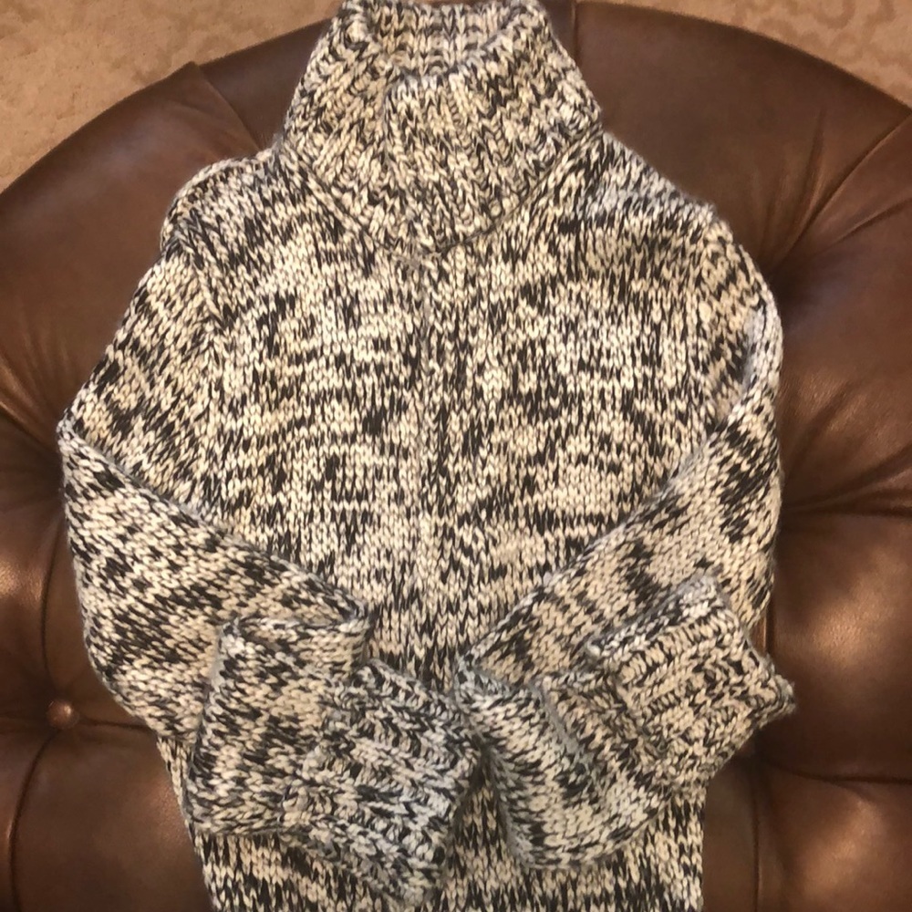 ANN TAYLOR LOFT EUC BLK&WH MARLED CHUNKY CARDIGAN - Picture 6 of 16